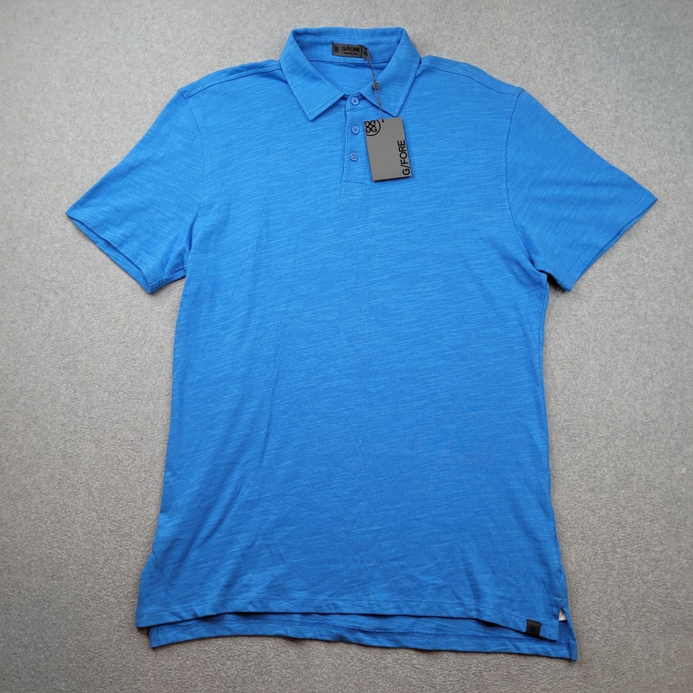 G/FORE Polo Shirt Mens XXL Cerulean Blue Slub Knit G4MS23K460